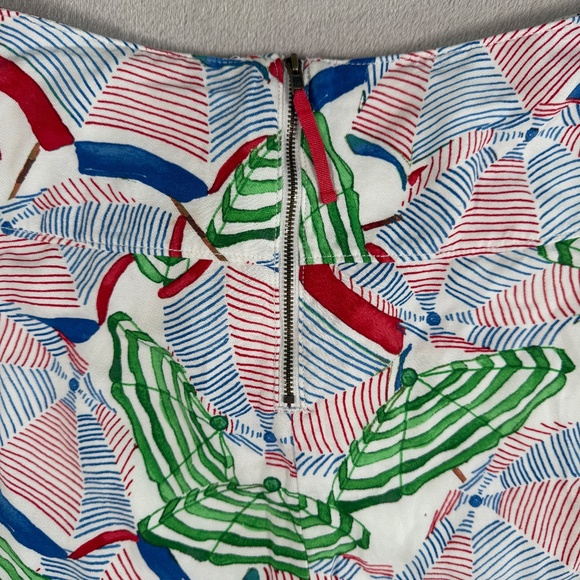 Conversations Anthropologie Skirt Womens 6 Umbrella Print Buttoned Linen Blend - Picture 7 of 13